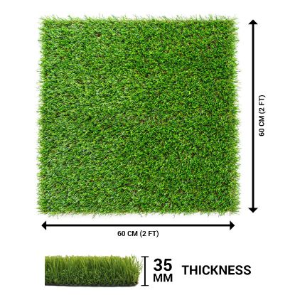 Picture of HouseFurnish 35 mm High Density Artificial Grass Carpet Mat for Balcony, Lawn, Door - Floor Mat (Green, 35mm | 105cm x 300cm | 3.5ft x 10ft)