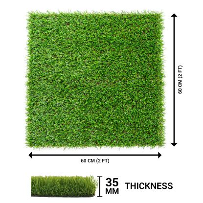 Picture of HouseFurnish 35 mm High Density Artificial Grass Carpet Mat for Balcony, Lawn, Door - Floor Mat (Green, 35mm | 120cm x 360cm | 4ft x 12ft)