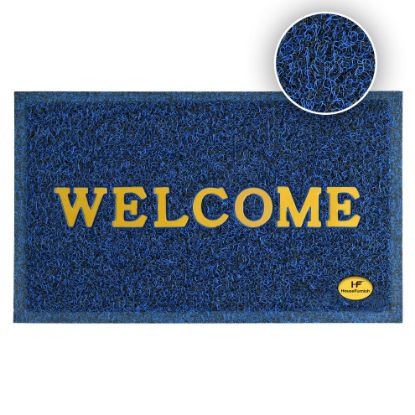 Picture of HouseFurnish PVC Anti Skid Door Mat Carpet (40cm X 60cm) - Blue Black